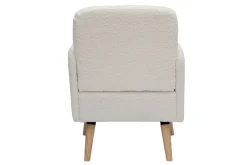 Miliboo Fauteuil Design|Voir Tous Les Fauteuils-Fauteuil scandinave en tissu effet laine bouclée blanc cassé et bois clair ISKO