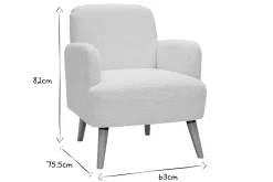 Miliboo Fauteuil Design|Voir Tous Les Fauteuils-Fauteuil scandinave en tissu effet laine bouclée blanc cassé et bois clair ISKO
