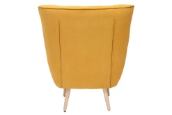 Miliboo Fauteuil Design|Voir Tous Les Fauteuils-Fauteuil scandinave en tissu effet velours jaune moutarde et bois clair AVERY