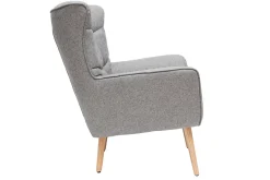 Miliboo Fauteuil Design|Voir Tous Les Fauteuils-Fauteuil scandinave en tissu gris clair et bois clair AVERY