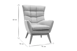 Miliboo Fauteuil Design|Voir Tous Les Fauteuils-Fauteuil scandinave en tissu effet velours texturé gris clair et bois clair BRODY