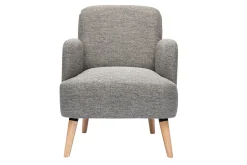 Miliboo Fauteuil Design|Voir Tous Les Fauteuils-Fauteuil scandinave en tissu gris clair et bois clair ISKO