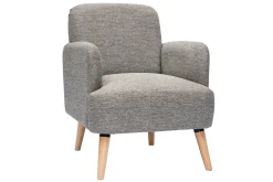 Miliboo Fauteuil Design|Voir Tous Les Fauteuils-Fauteuil scandinave en tissu gris clair et bois clair ISKO