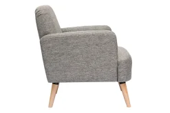Miliboo Fauteuil Design|Voir Tous Les Fauteuils-Fauteuil scandinave en tissu gris clair et bois clair ISKO