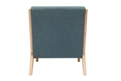 Miliboo Fauteuil Design|Voir Tous Les Fauteuils-Fauteuil scandinave en tissu vert de gris et bois clair massif DERRY