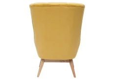 Miliboo Fauteuil Design|Voir Tous Les Fauteuils-Fauteuil scandinave en tissu effet velours texturé jaune moutarde et bois clair BRODY