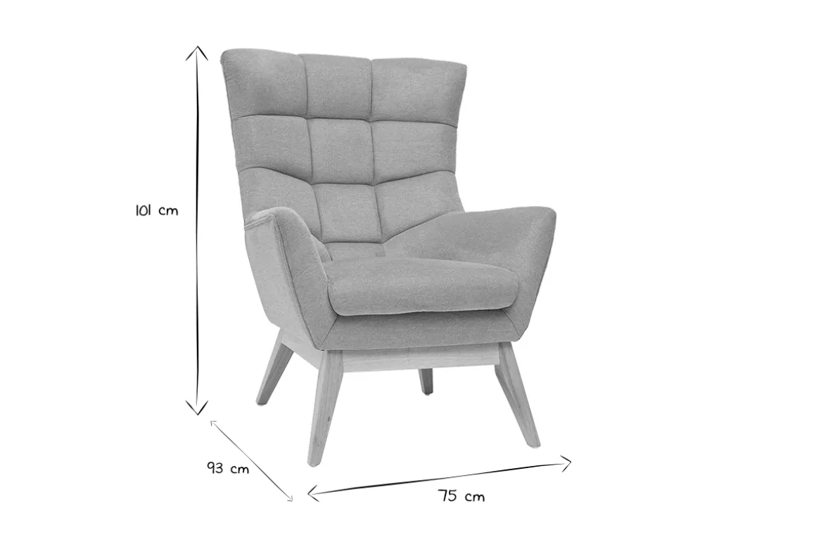 Miliboo Fauteuil Design|Voir Tous Les Fauteuils-Fauteuil scandinave en tissu effet velours texturé jaune moutarde et bois clair BRODY