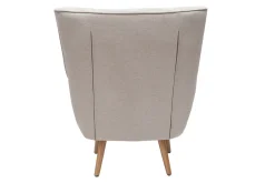 Miliboo Fauteuil Design|Voir Tous Les Fauteuils-Fauteuil scandinave en tissu effet velours texturé beige et bois clair AVERY