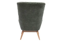 Miliboo Fauteuil Design|Voir Tous Les Fauteuils-Fauteuil scandinave en tissu effet velours vert kaki et bois clair BRODY