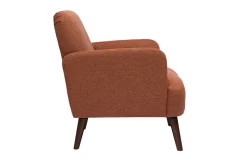 Miliboo Fauteuil Design|Voir Tous Les Fauteuils-Fauteuil scandinave en tissu effet velours texturé terre brûlée et bois foncé ISKO