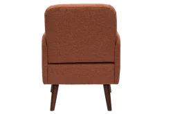 Miliboo Fauteuil Design|Voir Tous Les Fauteuils-Fauteuil scandinave en tissu effet velours texturé terre brûlée et bois foncé ISKO