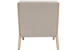 Miliboo Fauteuil Design|Voir Tous Les Fauteuils-Fauteuil scandinave en tissu effet velours beige et bois clair massif DERRY
