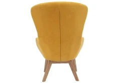 Miliboo Fauteuil Design|Voir Tous Les Fauteuils-Fauteuil scandinave en tissu effet velours jaune moutarde et bois ESKUA
