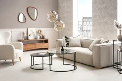 Miliboo Fauteuil Design|Voir Tous Les Fauteuils-Fauteuil scandinave en tissu effet peau de mouton blanc et bois clair KORO