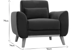 Miliboo Fauteuil Design|Voir Tous Les Fauteuils-Fauteuil scandinave en tissu velours bleu pétrole et bois clair EKTOR