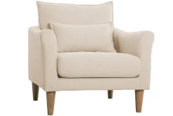 Miliboo Fauteuil Design|Voir Tous Les Fauteuils-Fauteuil scandinave en tissu beige et bois clair KATE