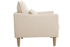 Miliboo Fauteuil Design|Voir Tous Les Fauteuils-Fauteuil scandinave en tissu beige et bois clair KATE