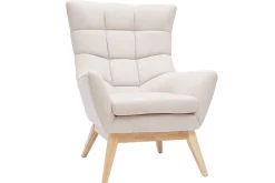 Miliboo Fauteuil Design|Voir Tous Les Fauteuils-Fauteuil scandinave en tissu effet velours texturé naturel et bois clair BRODY