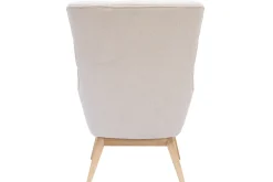 Miliboo Fauteuil Design|Voir Tous Les Fauteuils-Fauteuil scandinave en tissu effet velours texturé naturel et bois clair BRODY