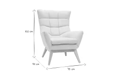 Miliboo Fauteuil Design|Voir Tous Les Fauteuils-Fauteuil scandinave en tissu effet velours texturé naturel et bois clair BRODY