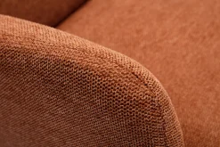 Miliboo Fauteuil Design|Voir Tous Les Fauteuils-Fauteuil scandinave en tissu effet velours texturé terre brûlée et bois clair ISKO