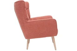 Miliboo Fauteuil Design|Voir Tous Les Fauteuils-Fauteuil scandinave en tissu effet velours texturé terracotta et bois clair AVERY