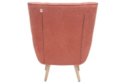Miliboo Fauteuil Design|Voir Tous Les Fauteuils-Fauteuil scandinave en tissu effet velours texturé terracotta et bois clair AVERY