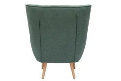 Miliboo Fauteuil Design|Voir Tous Les Fauteuils-Fauteuil scandinave tissu effet velours texturé vert foncé et bois clair AVERY