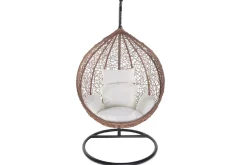 Miliboo Fauteuil Design|Voir Tous Les Fauteuils-Fauteuil suspendu rotin sur pied en résine et métal noir MOJO