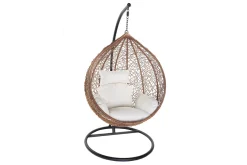 Miliboo Fauteuil Design|Voir Tous Les Fauteuils-Fauteuil suspendu rotin sur pied en résine et métal noir MOJO