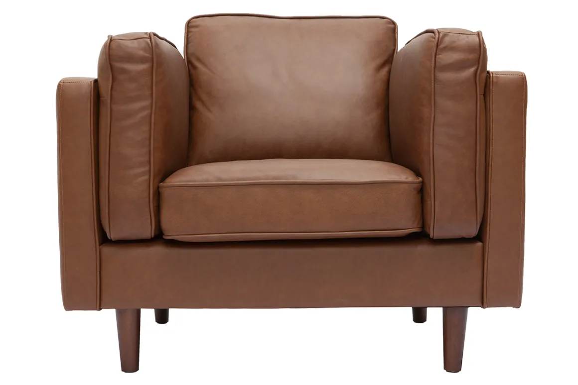 Miliboo Fauteuil Design|Voir Tous Les Fauteuils-Fauteuil vintage cuir marron BRADLEY