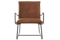 Miliboo Fauteuil Design|Voir Tous Les Fauteuils-Fauteuil vintage marron et métal noir MERCY