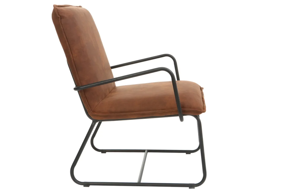 Miliboo Fauteuil Design|Voir Tous Les Fauteuils-Fauteuil vintage marron et métal noir MERCY