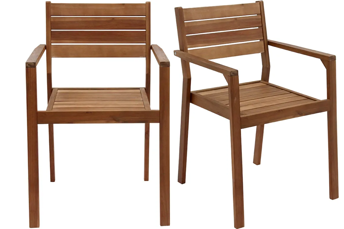 Miliboo Chaise De Jardin-Fauteuils de jardin empilables en bois massif (lot de 2) CANOPEE
