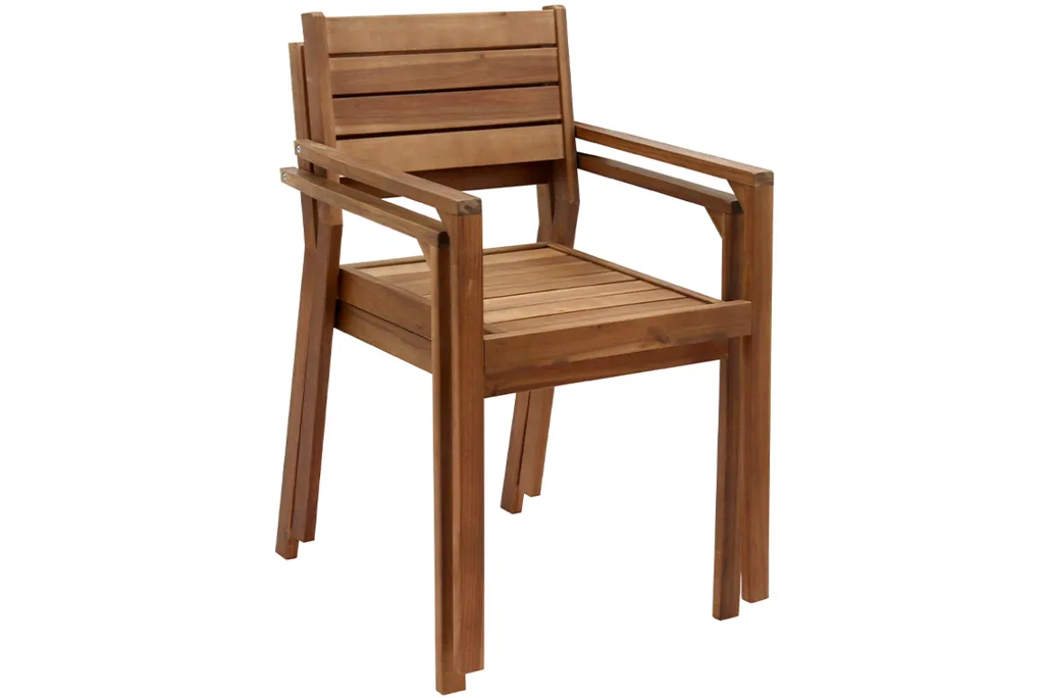 Miliboo Chaise De Jardin-Fauteuils de jardin empilables en bois massif (lot de 2) CANOPEE