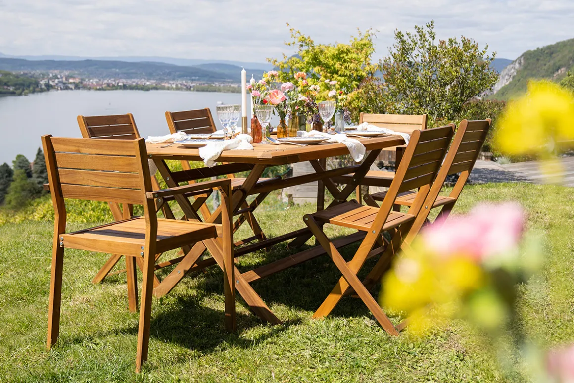 Miliboo Chaise De Jardin-Fauteuils de jardin empilables en bois massif (lot de 2) CANOPEE