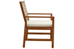 Miliboo Chaise De Jardin-Fauteuils de jardin en bois massif avec coussin blanc et sangles beiges (lot de 2) SANTANA