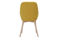 Miliboo Chaise Design-Fauteuils scandinaves en tissu effet velours jaune moutarde et bois clair massif (lot de 2) HOLO