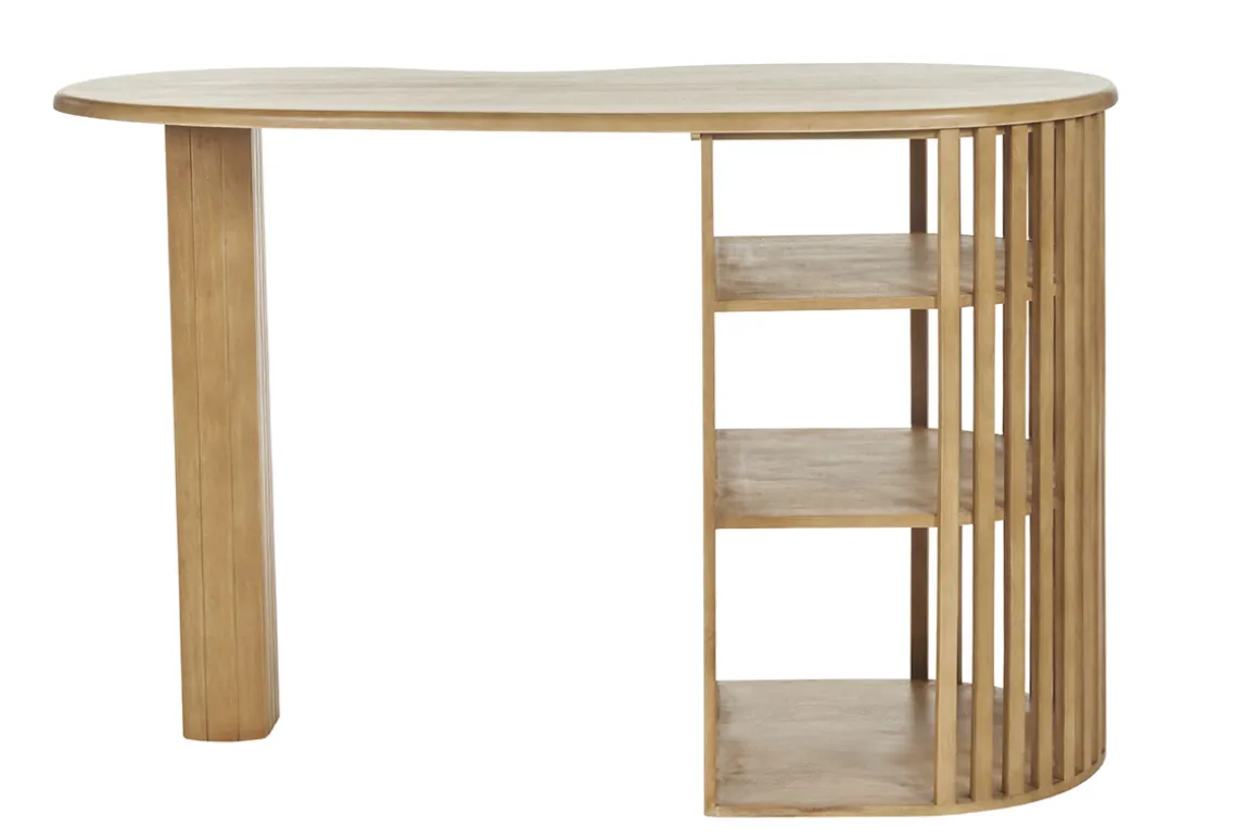 Miliboo Table De Bar / Bar-Ilot - table de bar avec rangements en bois manguier massif H90 cm LOBIO