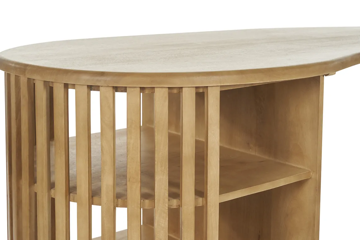 Miliboo Table De Bar / Bar-Ilot - table de bar avec rangements en bois manguier massif H90 cm LOBIO