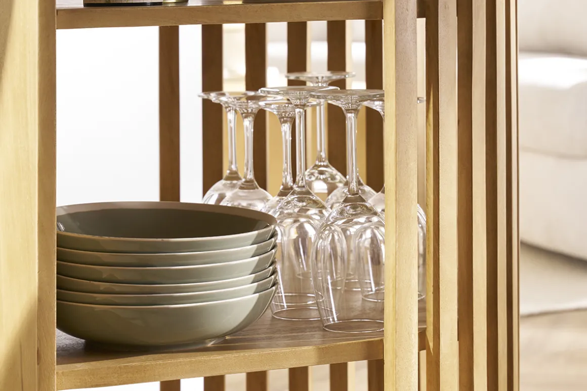 Miliboo Table De Bar / Bar-Ilot - table de bar avec rangements en bois manguier massif H90 cm LOBIO