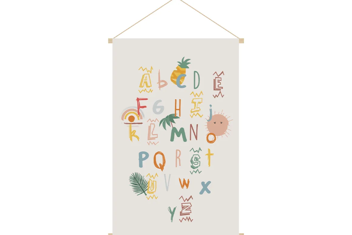 Miliboo Accessoire & Déco Enfant|Décoration Murale-Kakemono enfant tableau en toile suspendue abécédaire L40 x H60 cm PEPS