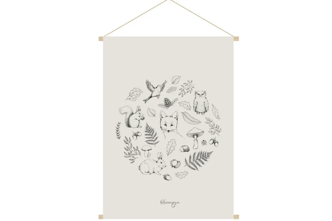 Miliboo Accessoire & Déco Enfant|Décoration Murale-Kakemono enfant tableau en toile suspendue illustration forêt d'automne L40 x H60 cm FORET