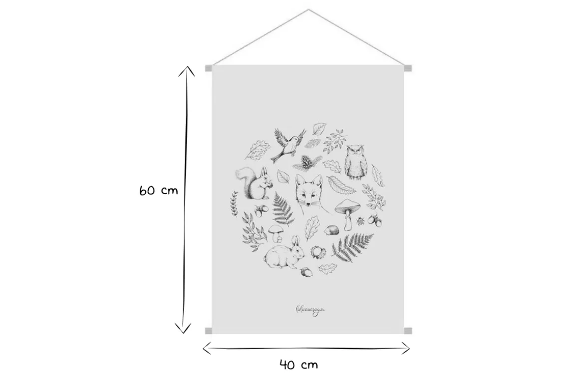 Miliboo Accessoire & Déco Enfant|Décoration Murale-Kakemono enfant tableau en toile suspendue illustration forêt d'automne L40 x H60 cm FORET