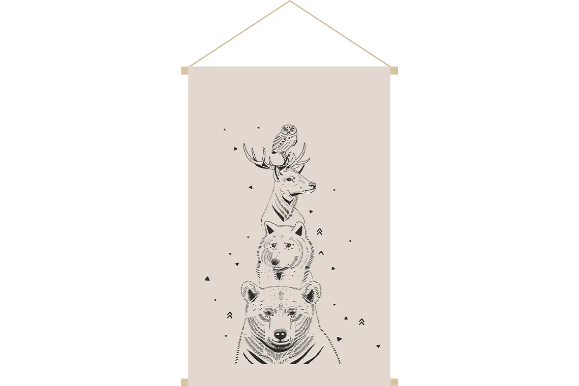 Miliboo Accessoire & Déco Enfant|Décoration Murale-Kakemono enfant tableau en toile suspendue illustration animaux de la forêt L40 x H60 cm BUDDY