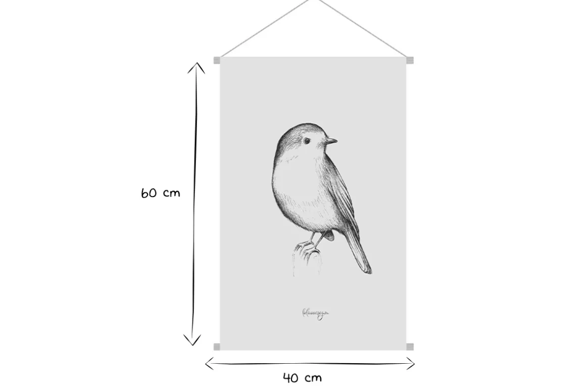 Miliboo Accessoire & Déco Enfant|Décoration Murale-Kakemono tableau en toile suspendue illustration oiseau L40 x H60cm MELODY