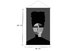 Miliboo Décoration Murale-Kakemono tableau en toile suspendue portait de femme ethnique avec turban L80 x H120 cm TURBA