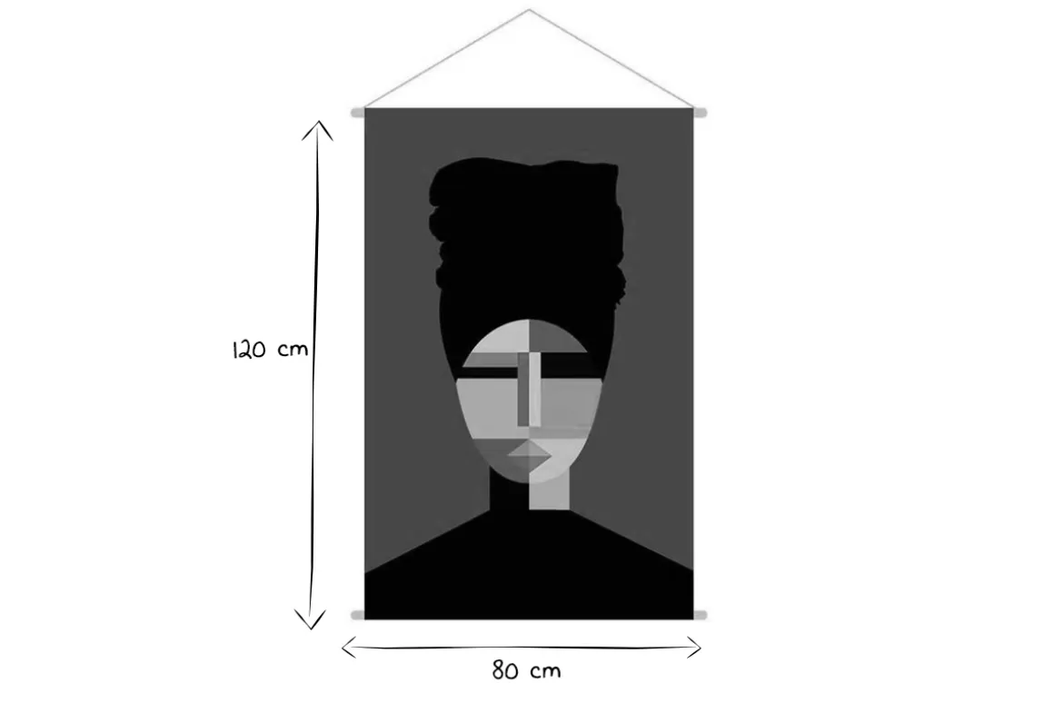 Miliboo Décoration Murale-Kakemono tableau en toile suspendue portait de femme ethnique avec turban L80 x H120 cm TURBA