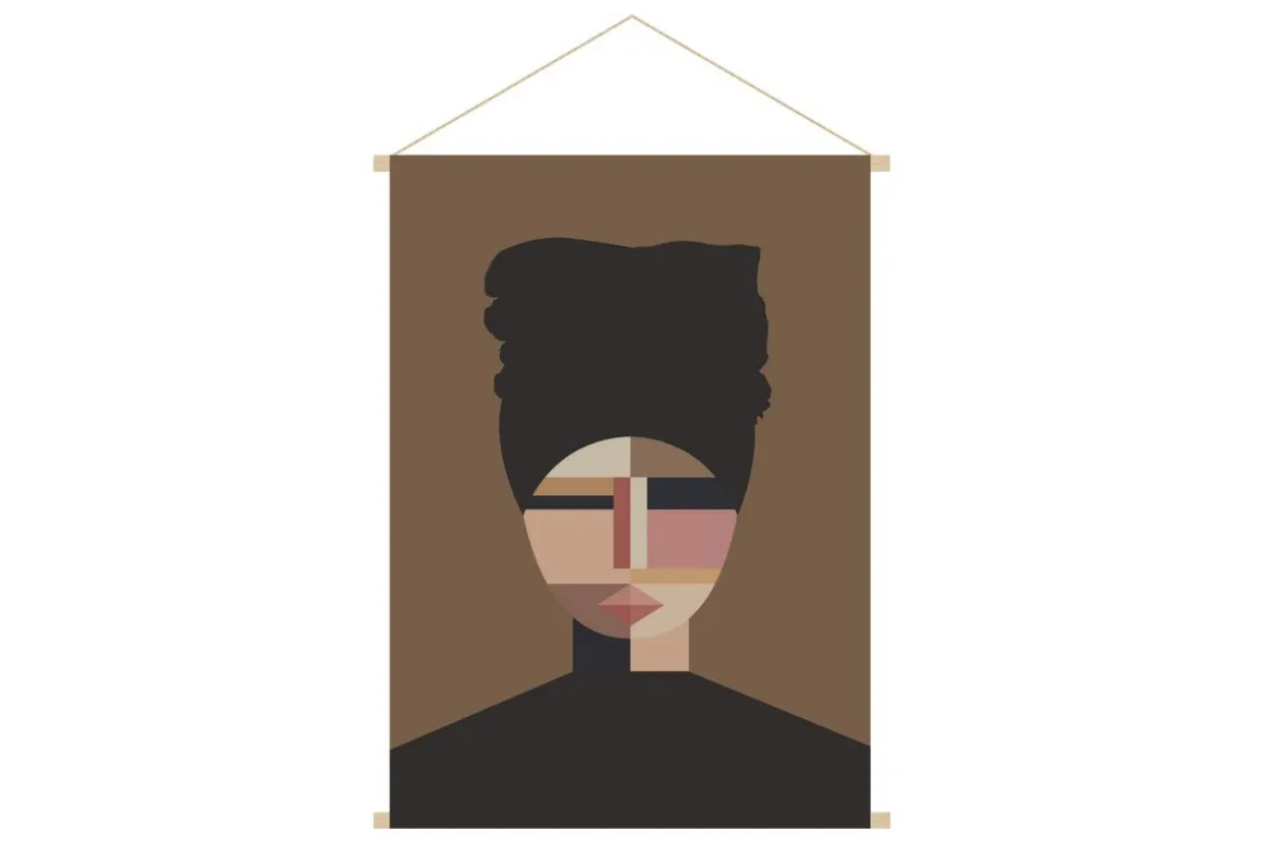 Miliboo Décoration Murale-Kakemono tableau en toile suspendue portait femme L40 x H60 cm TURBA