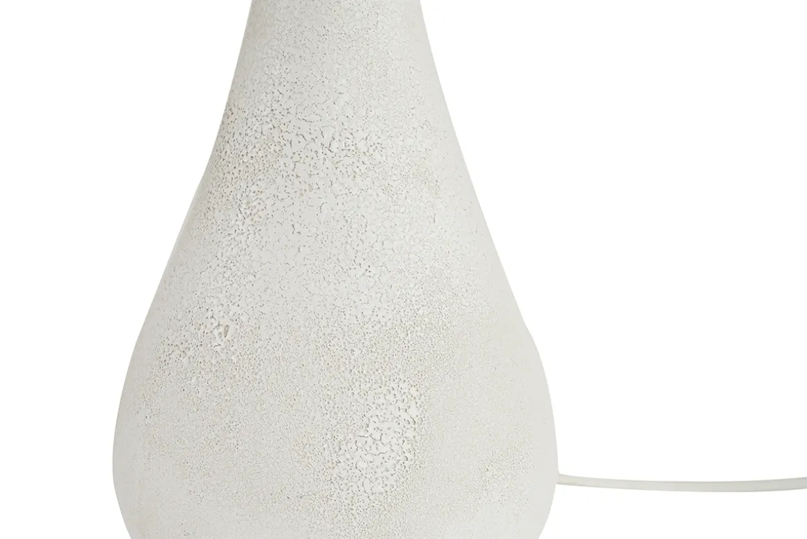 Miliboo Lampe À Poser|Lampe À Poser-Lampe à poser blanche en céramique effet pierre et abat-jour en raphia H49 cm PYRUS